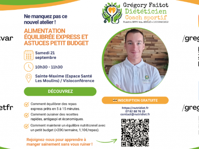 Atelier GRATUIT « Alimentation équilibrée express et astuces petit budget »
